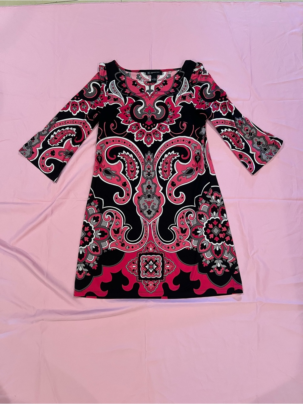 INC Black & Pink Paisley Shift Dress